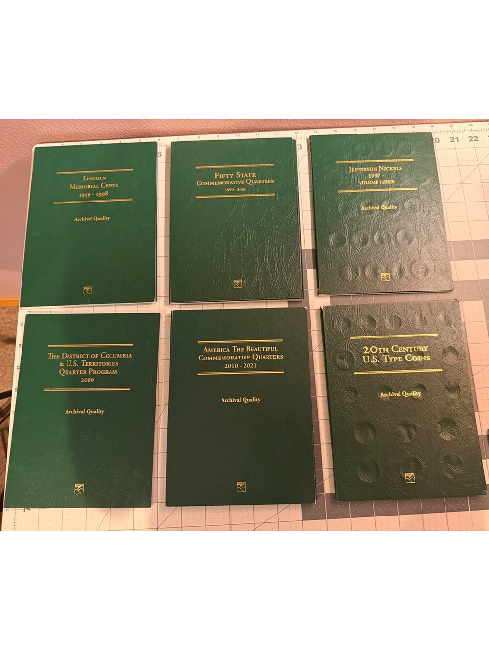 Littleton Custom Coin Folders Made In USA Green Lot Of 6